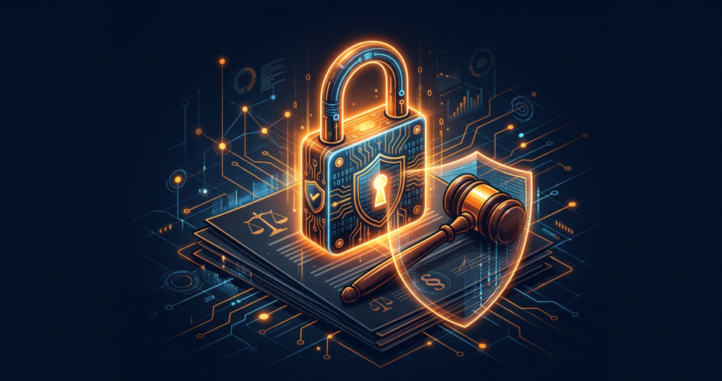 Cadenas numérique protégeant des dossiers juridiques, symbole de la cybersécurité en cabinet d'avocat.